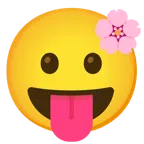 Kirschblüte + Gesicht mit herausgestreckter Zunge