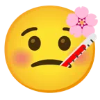 Kirschblüte + Gesicht mit Fieberthermometer