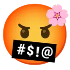 Kirschblüte + Gesicht mit Symbolen über dem Mund