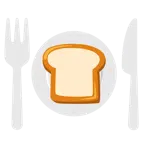 ขนมปัง + จานพร้อมส้อมและมีด