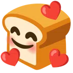 ขนมปัง + หน้ายิ้มพร้อมกับหัวใจหลายดวง