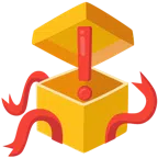 regalo + punto esclamativo rosso