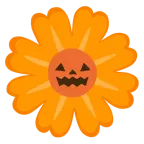 Halloweenkürbis + gelbe Blüte