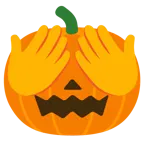Halloweenkürbis + sich die Augen zuhaltendes Affengesicht