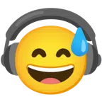 cuffie + faccina con sorriso e goccia di sudore