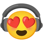 cuffie + faccina con sorriso e occhi a cuore