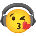 cuffie + faccina che manda un bacio