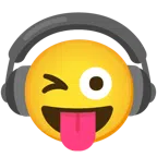 cuffie + faccina che fa l’occhiolino e mostra la lingua