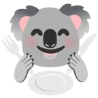 Koala + Teller mit Messer und Gabel