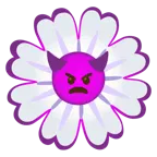 wütendes Gesicht mit Hörnern + gelbe Blüte