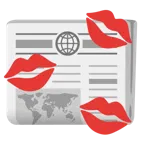 marca de beso + periódico