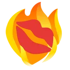 marca de beso + fuego