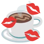 marca de beso + bebida caliente