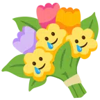 ramo de flores + cara sonriente con lágrima