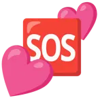 dos corazones + símbolo de socorro