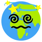 schwindlig + Globus mit Europa und Afrika