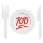 100 Punkte + Teller mit Messer und Gabel