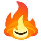 Feuer + sich die Augen zuhaltendes Affengesicht
