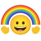 visage rieur + arc-en-ciel