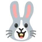 visage rieur + tête de lapin