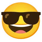 faccina con un gran sorriso + faccina con sorriso e occhiali da sole