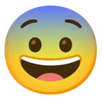 faccina con un gran sorriso + faccina impaurita