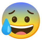 faccina con un gran sorriso + faccina sudata in ansia