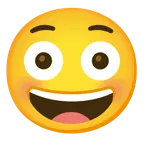 faccina con un gran sorriso + faccina imbarazzata