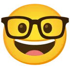 faccina con un gran sorriso + faccina nerd