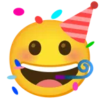 faccina con un gran sorriso + faccina che festeggia