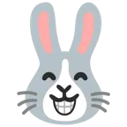 beaming face with smiling eyes + rabbit face