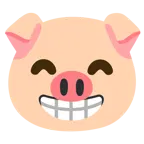 beaming face with smiling eyes + pig face
