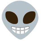 beaming face with smiling eyes + alien