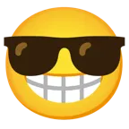 beaming face with smiling eyes + smiling face with sunglasses