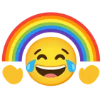 face with tears of joy + rainbow