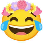 face with tears of joy + tulip