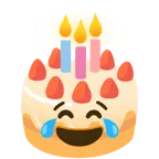 face with tears of joy + birthday cake