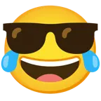 face with tears of joy + smiling face with sunglasses