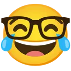 face with tears of joy + nerd face