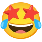 face with tears of joy + star-struck