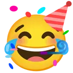 face with tears of joy + partying face