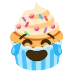face with tears of joy + cupcake