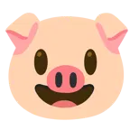 grinning face with big eyes + pig face