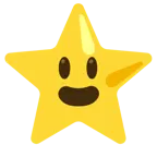 grinning face with big eyes + star