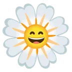 grinning face with smiling eyes + blossom