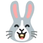 grinning face with smiling eyes + rabbit face
