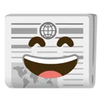 grinning face with smiling eyes + newspaper