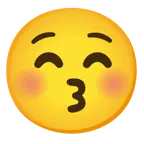 grinning face with smiling eyes + kissing face with closed eyes