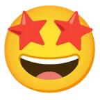 grinning face with smiling eyes + star-struck