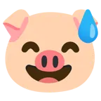 cara sonriendo con sudor frío + cara de cerdo
